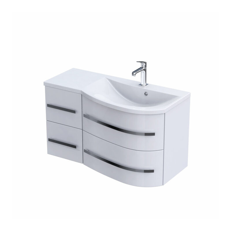 Szafka podumywalkowa 90 cm, cztery szuflady OPAL biały połysk, prawa - uchwyt chrom ORISTO OR30-SD4S-90-1-P