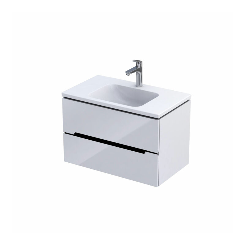 Szafka podumywalkowa 80 cm, dwie szuflady SILVER UNI biały połysk, uchwyt czarny ORISTO OR33-SD2S-80-1-V6