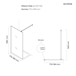 Vida ścianka prysznicowa 80 cm chrom połysk/szkło przezroczyste OLTENS 22001100