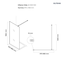 Vida ścianka prysznicowa 100 cm chrom połysk/szkło przezroczyste OLTENS 22003100