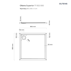 Superior brodzik 80x80 cm kwadratowy akrylowy biały OLTENS 17002000