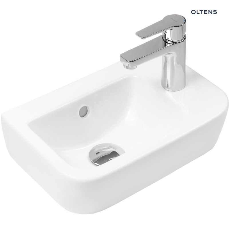 Vernal umywalka 37x24,5 cm wisząca prawa z powłoką SmartClean biała OLTENS 41505000