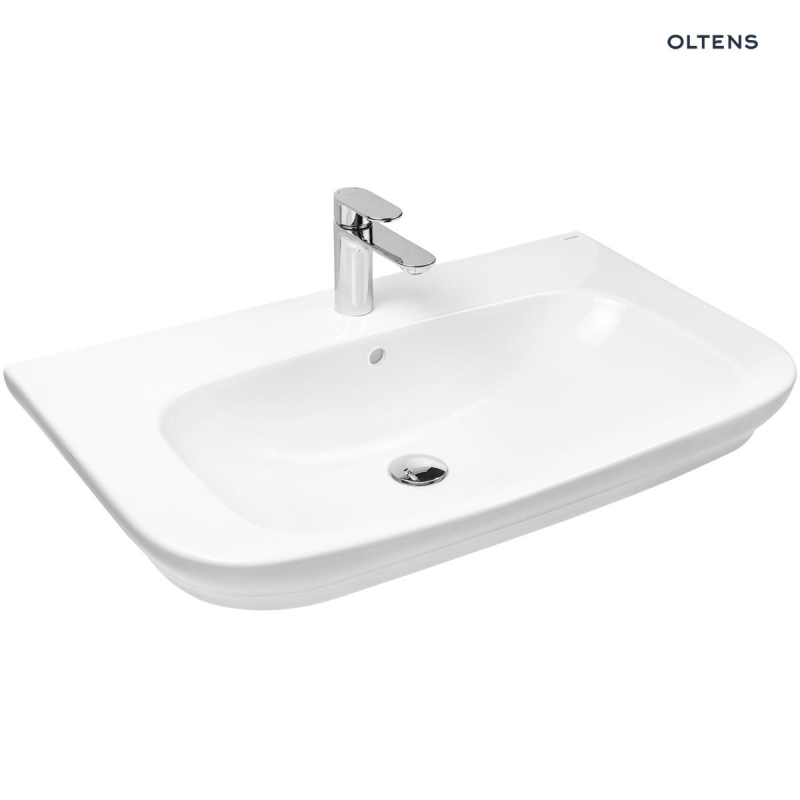 Gulfoss umywalka 80x46 cm nablatowa częściowo wpuszczana z powłoką SmartClean biała OLTENS 41902000