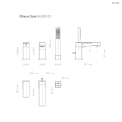 Gota bateria wannowo-prysznicowa kompletna 3-otworowa chrom OLTENS 34201100