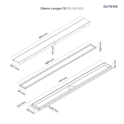 Langan 70 uniwersalny 2w1 odpływ prysznicowy liniowy 70 cm z kołnierzem OLTENS 30002000