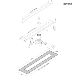 Langan 70 uniwersalny 2w1 odpływ prysznicowy liniowy 70 cm z kołnierzem OLTENS 30002000