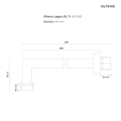Lagan (S) ramię deszczownicy 40 cm prostokątne chrom OLTENS 39401100