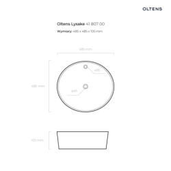 Lysake umywalka 48,5 cm nablatowa okrągła z powłoką SmartClean biała OLTENS 41807000