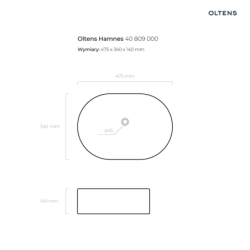 Hamnes umywalka 47,5x34 cm nablatowa owalna z powłoką SmartClean biała OLTENS 40809000