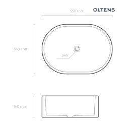 Lom umywalka 55x34 cm nablatowa owalna z powłoką SmartClean biała OLTENS 40811000