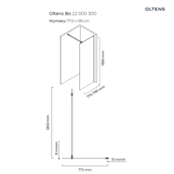 Bo Walk-in ścianka prysznicowa 80 cm czarny mat/szkło przezroczyste OLTENS 22000300