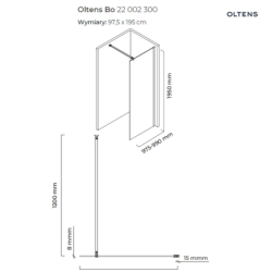 Bo Walk-In ścianka prysznicowa 100 cm czarny mat/szkło przezroczyste OLTENS 22002300