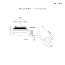 Pite Turbo syfon do brodzika 90 mm plastikowy czarny mat OLTENS 08001300