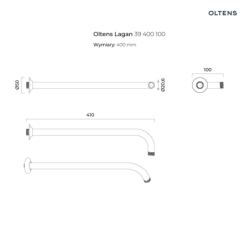 Lagan ramię deszczownicy 40 cm okrągłe czarny mat OLTENS 39400300