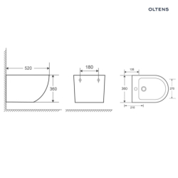 Hamnes bidet wiszący z powłoką SmartClean biały OLTENS 46504000