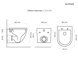 Zestaw Hamnes miska WC wisząca PureRim z powłoką SmartClean z deską wolnoopadającą Slim OLTENS 42515000
