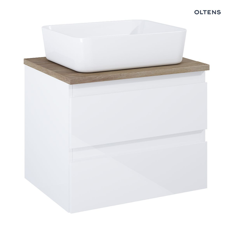 Vernal szafka 60 cm podumywalkowa wisząca z blatem biały połysk/dąb OLTENS 60000060