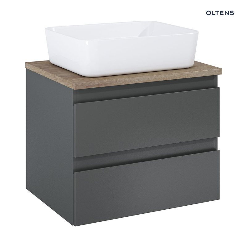 Vernal szafka 60 cm podumywalkowa wisząca z blatem grafit mat/dąb OLTENS 60000460