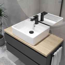 Vernal szafka 60 cm podumywalkowa wisząca z blatem grafit mat/dąb OLTENS 60000460