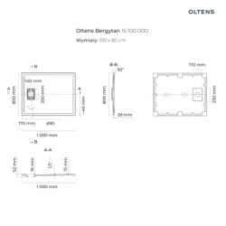 Bergytan brodzik 100x80 cm prostokątny RockSurface biały OLTENS 15100000