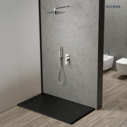Bergytan brodzik 120x70 cm prostokątny RockSurface czarny mat OLTENS 15102300