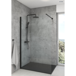 Bergytan brodzik 140x70 cm prostokątny RockSurface czarny mat OLTENS 15105300