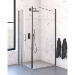 Zestaw Gota bateria podtynkowa z deszczownicą 30 cm Vindel (S) i kompletem prysznicowym Sog czarny mat OLTENS 36601300