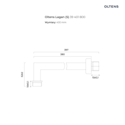 Lagan (S) ramię deszczownicy 40 cm prostokątne złoty połysk OLTENS 39401800
