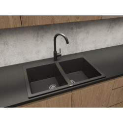 Gravan zlewozmywak granitowy 2-komorowy 78x50 cm czarny mat OLTENS 72400300