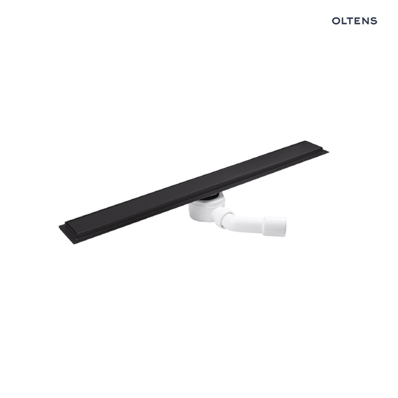 Langan 80 uniwersalny 2w1 odpływ prysznicowy liniowy 80 cm z kołnierzem czarny mat OLTENS 30007300