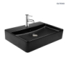 Duve umywalka 59x43,5 cm nablatowa prostokątna z powłoką SmartClean czarny mat OLTENS 41800300