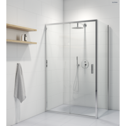 Fulla kabina prysznicowa 130x80 cm prostokątna drzwi ze ścianką chrom/szkło przezroczyste OLTENS 20209100
