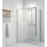 Fulla kabina prysznicowa 130x80 cm prostokątna drzwi ze ścianką chrom/szkło przezroczyste OLTENS 20209100