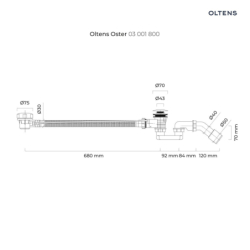 Oster syfon wannowy automatyczny z pokrętłem złoty połysk OLTENS 03001800