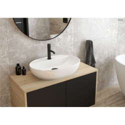 Hamnes Thin umywalka 62x42 cm nablatowa owalna biała OLTENS 41314000
