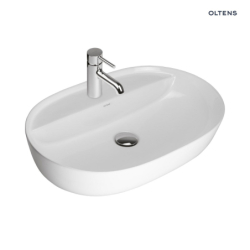 Hamnes Thin umywalka 62x42 cm nablatowa owalna biała OLTENS 41314000