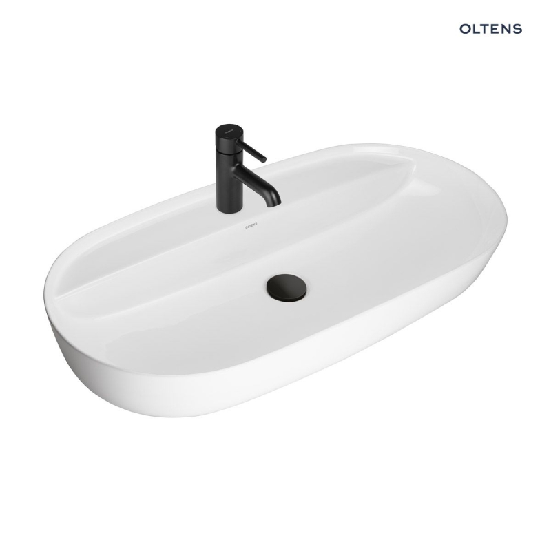 Hamnes Thin umywalka 80x40 cm nablatowa owalna biała OLTENS 41315000