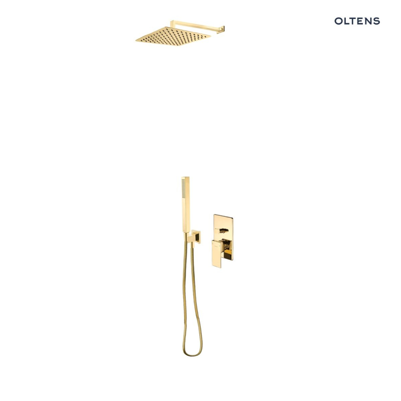 Zestaw Gota bateria podtynkowa z deszczownicą 30 cm Vindel (S) i kompletem prysznicowym Sog złoty połysk OLTENS 36604800