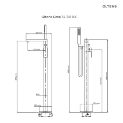 Gota bateria wannowo-prysznicowa kompletna wolnostojąca chrom OLTENS 34301100