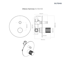 Hamnes bateria wannowo-prysznicowa podtynkowa kompletna chrom OLTENS 34106100