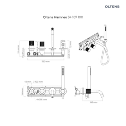 Hamnes bateria wannowo-prysznicowa podtynkowa 4-otworowa kompletna chrom OLTENS 34107100