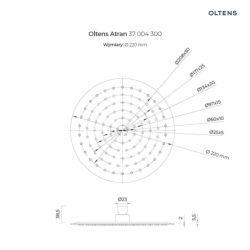 Atran deszczownica 22 cm okrągła czarny mat OLTENS 37004300