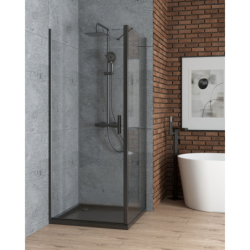 Hallan ścianka prysznicowa 90 cm boczna do drzwi czarny mat/szkło przezroczyste OLTENS 22101300