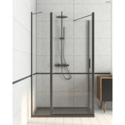 Hallan ścianka prysznicowa 90 cm boczna do drzwi czarny mat/szkło przezroczyste OLTENS 22101300