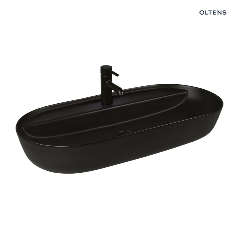 Hamnes Thin umywalka 80x40 cm nablatowa owalna czarny mat OLTENS 41315300