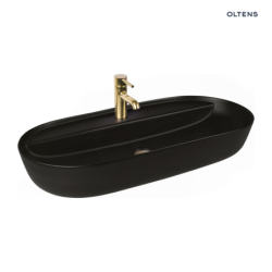 Hamnes Thin umywalka 80x40 cm nablatowa owalna czarny mat OLTENS 41315300