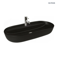 Hamnes Thin umywalka 80x40 cm nablatowa owalna czarny mat OLTENS 41315300