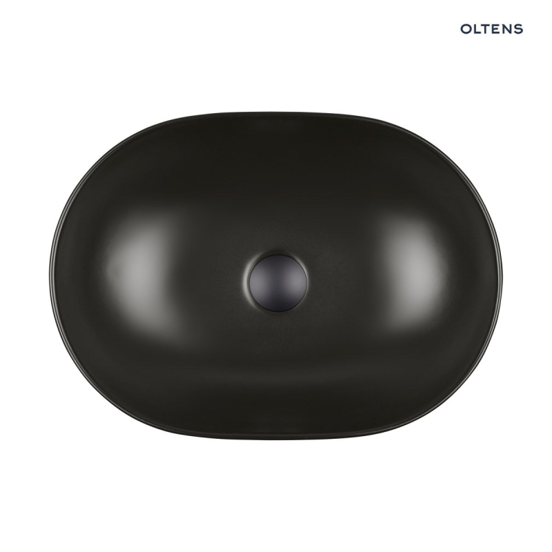 Hamnes Thin umywalka 49,5x35,5 cm nablatowa owalna z powłoką SmartClean czarny mat OLTENS 40819300