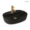 Hamnes Thin umywalka 51x39 cm nablatowa owalna z powłoką SmartClean czarny mat OLTENS 41813300