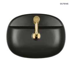 Hamnes Thin umywalka 51x39 cm nablatowa owalna z powłoką SmartClean czarny mat OLTENS 41813300